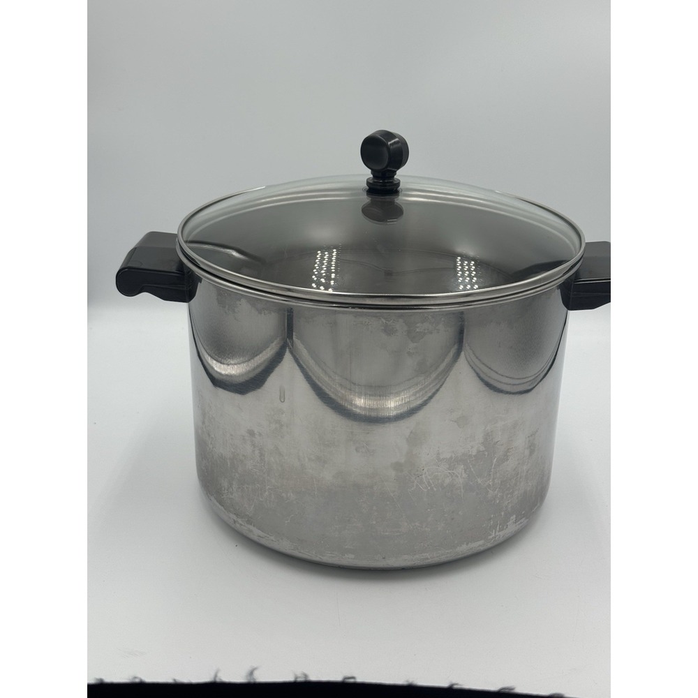 Vintage Farberware Classic Stock Pot 18/10 Stainless Steel 5 1/2 Qt W/ Glass Lid